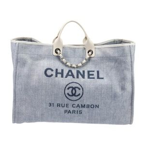 Chanel Vintage Deauville Canvas Large Tote Bag
